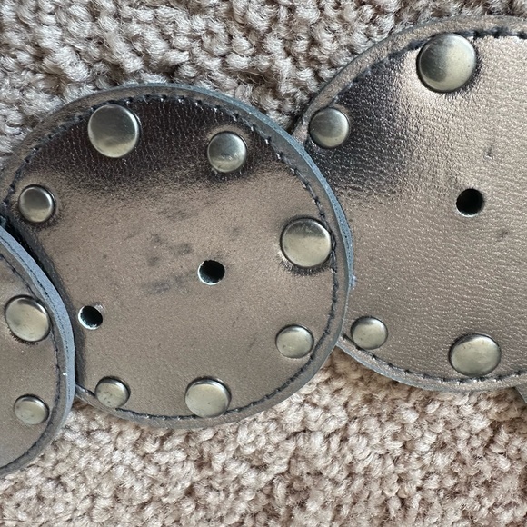 Black Boho Medallion Disc Silver Round Buckle Statement - Picture 7 of 10